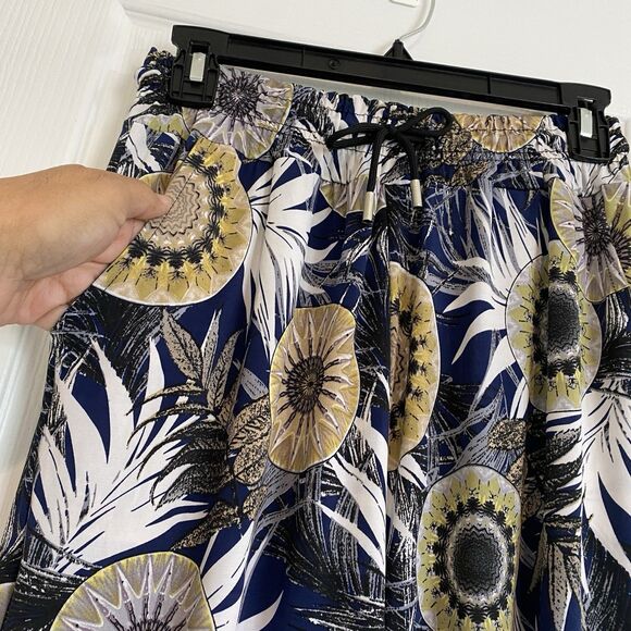 C-Mode Stretch Pants Women Sz M Lose Comfy Floral Elastic Waist - Picture 4 of 11